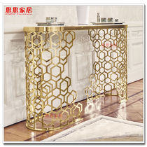 Laser semicircular entrance table Stainless steel marble entrance table Designer creative end view table foyer cabinet case