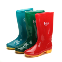 Triple Resistant Female High Cylinder Rain Boots Rain Shoes Palate Lady High Cylinder Rain Shoes Non-slip Wear Resistant Bull Gluten Bottom Rubber Shoes Water Shoes Wash
