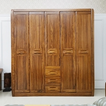 Ukim Wood Solid Wood Wardrobe Large Wardrobe Closet logs Full solid wood Bedroom assembly with drawers Modern Chinese furniture