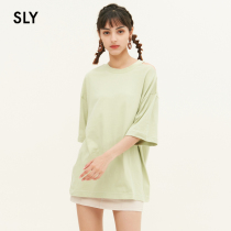 SLY2021 summer new personality loose asymmetric strapless design T-shirt top women 039ESN80-6330