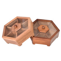 Full box New Year Japanese solid wood household products Dried fruit nut box Chinese style grid with lid Candy box Creative melon seeds