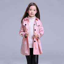 European and American boutique children's clothing girls spring and autumn lapel long sleeve princess coat children Joker long casual windbreaker