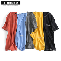 Black Surge Summer Big Code Men Short Sleeve T-shirt Lovers New Fatson Mens Clothing Pure Cotton Loose Plus Fat Up Half Sleeves