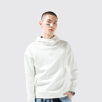 NOME autumn and winter New High collar trend white hooded sweater loose thin Handsome Mens sweater T-shirt