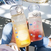 Net red water cup cute Korean style water cup summer watertight straw girl ins large capacity 1 liter