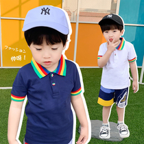 Boy fitted boy short sleeve T-shirt POLO shirt 2021 Summer New products Children Korean version Leisure turnover short sleeve T-shirt