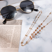 Glasses chain retro style hanging neck glasses rope fashion light luxury imitation jade beads eye chain neck glasses chain