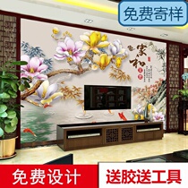 3d TV wall background wall cloth 5d film and television Wall TV background wall wallpaper wall painting decoration Chinese three-dimensional living room 8d