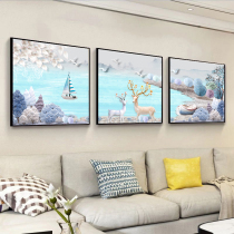 New Chinese living room decorative painting sofa background wall painting mural modern simple atmosphere triptych bedroom bedside painting