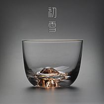 Glass master cup Japanese Kung Fu Tea cup Handmade cup Small crystal transparent glass Japanese tea set Tibetan Gold Cup