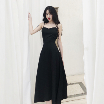 2020 Summer new port taste chic Sexy Slim suspenders cross beautiful back retro temperament long dress tide