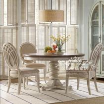 Retro Modern American Neoclassical Solid Wood Dining Table And Chairs Combined Method Countryside Round Retractable Table Furniture