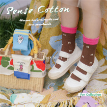 Small black tox 2021 children socks fall winter thick boy girl pure cotton midbarrel socks small black Tony socks