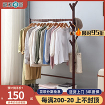Clothes hanger floor bedroom solid wood hanging hanger multifunctional clothes rack containing shelf home minimalist clothes hat rack