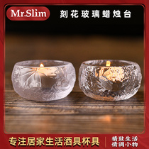 MrSlim Day Style Crystal Glass Bar Bar Candleholder Candleholder Frosted Wax Candleholder Printed Pendulum for Home Incense Candle Holders