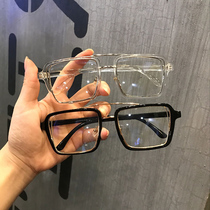2018 European and American wind Net Red big box tilt lens glasses flat mirror frame mirror men and women all-in-one tide