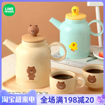 LINE Brown bear light and luxurious with suit home living room water glass tea cup jug upscale ceramic cool kettle high temperature resistant