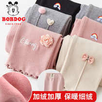 Girls pants spring and autumn childrens clothing baby leggings thin velvet outer wear one-piece plus velvet thick trousers