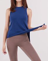 New fashion yoga hooded sweatshirt sleeveless top fitness sports Prati side open round collar soft woman