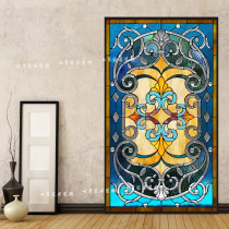 Eurostyle Colour retro Church Painted Art Static Frosted Glass Cling glass Cling Closet Door Window Window Flower Stickers