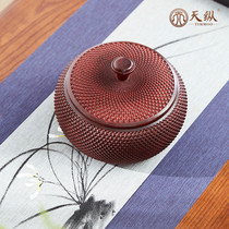 Blood sandalwood water drop pattern big tea jar mahogany home retro home furnishings portable wooden sealed tea can with lid