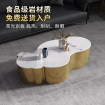 Bright rock board coffee table Light luxury simple modern shaped designer design sense coffee table household small apartment high-end sense