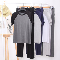 Mens short-sleeved trousers suit Spring and summer home clothes Pajamas Casual sports thin Modal loose straight air conditioning pants
