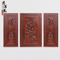 Dongyang woodcarving Zhongtang three-piece pendant camphor wood Chinese antique partition solid wood hanging screen strip background wall