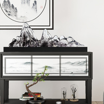 Mountain sculpture Resin ornaments Living room entrance Villa desktop decoration Home Chinese style Transparent artwork Ink painting