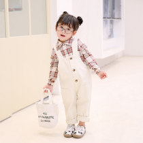 Girls Strap Pants Spring and Autumn Wear Foreign Style 2021 New Children Korean Casual Cotton Loose Little Girl Pants