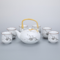 Tea set fat white Bodhi pot kung fu tea set set whole set of lifting beam pot one pot six cups big teapot set small gift