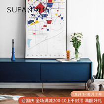 Shu Fan TV cabinet modern simple Nordic light luxury long strip Cabinet ins Wind Net red European bedside cabinet bedroom floor cabinet