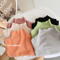 Warm Korean baby childrens clothing pit velvet base shirt 2021 autumn new mens and womens childrens baby long-sleeved t-shirt