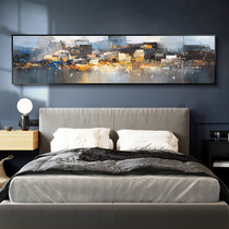 Oil painting hand-painted abstract City color bedroom banner hanging painting modern light luxury bedside painting sofa background decorative painting