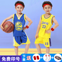 Childrens basketball suit set boys and girls sports training suit primary school performance suit custom vest summer