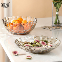 Fruit plate crystal glass ornaments light luxury style creative home living room coffee table simple net brown sugar fruit plate front desk