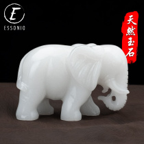 ESSONIO jade elephant a pair of ornaments living room home accessories white jade elephant crafts office decorations
