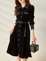 Velvet dress 21 early Autumn New salty tweed skirt light ripe retro French light luxury celebrities upscale tide