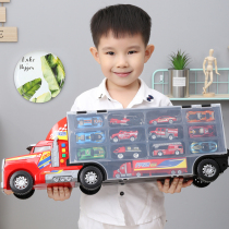 Childrens toy car engineering fire excavator hook machine suit boy alloy car model container car sound and light