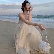 Sanya beach dress female summer sling seaside holiday dress wear fairy travel photo dress dress Super fairy