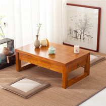 Tatami Kang table Sweat steam room small table Modern simple bay window table Solid wood low table Kung Fu Tea table Mini balcony