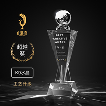 Boutique crystal trophy custom made spot production of high-grade creative annual meeting group championship trophy large lettering