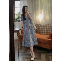 YouZIQI Grapefruit Kiki Dress New Summer Long Dress Han Bubble Skin Skin Ski Ski V-collar Fairy Crush Dress