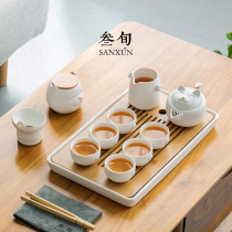 Thirty-Year lucky cat kung fu tea set household living room ceramic dry bubble tea tray light luxury high-end small set gift box