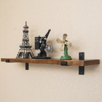 Wall shelf Wall-mounted word partition book shelf Wrought iron solid wood industrial style kitchen living room cafe rack