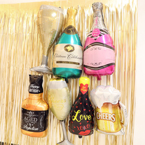 Aluminum film balloon wine bottle wine glass Birthday decoration scene layout Company activities Annual meeting Adult bar Boyfriend girlfriend