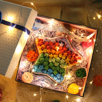 Creative lucky star bottle Five-pointed star origami luminous wooden stopper wishing bottle Finished glass Birthday Tanabata gift