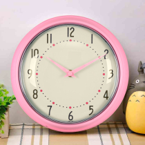 American fashion modern minimalist clock wall clock Living room clock household mute round wall clock Bedroom wall clock