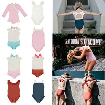 ins2019 new Macron color children Girls one-piece swimsuit cute bow holiday girl baby swimwear