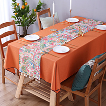 Dining table cloth fabric cotton linen simple Chinese rectangular tablecloth household coffee table tablecloth Nordic light luxury Net red table flag